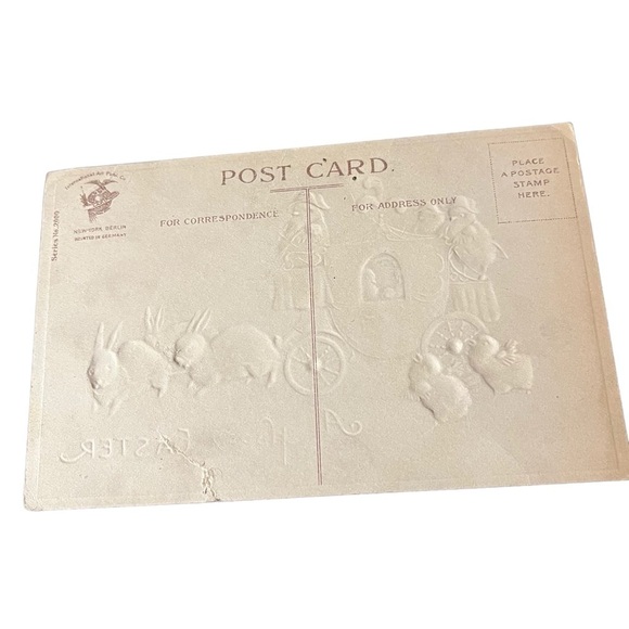 Vtg 1910 Anthropomorphic Chicks Soldiers Driving Bunny Rabbits Carriage Easter - Picture 5 of 9